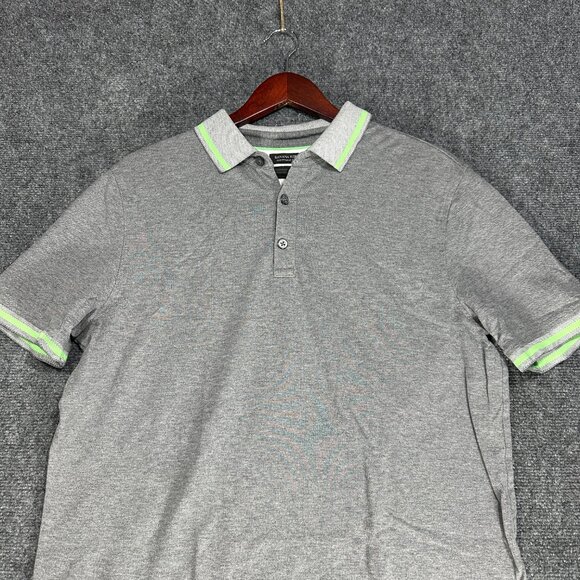 Banana Republic Performance Pique Polo Shirt Mens Large Standard Fit Gray Green - Picture 3 of 7